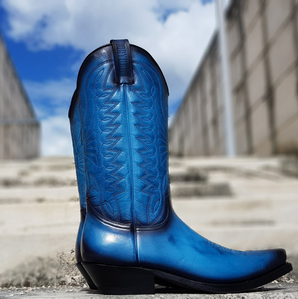 Bottes Cowboy Cuir écologique Hommes et Femmes Bleu