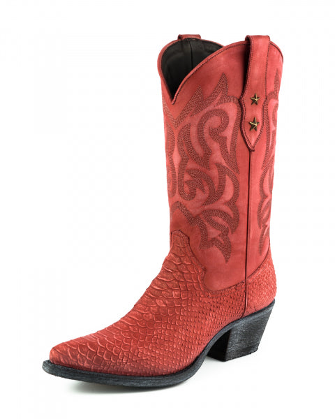 Bottes Femme Cowboy Modèle Alabama 2524 Rouge Lavée | Cowboy Boots Portugal